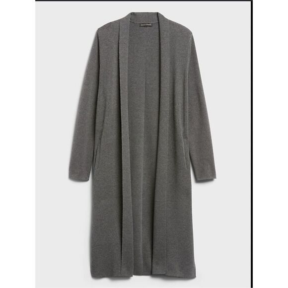 Banana Republic long lined knit cardigan duster sweater gray size Medium - Picture 1 of 8